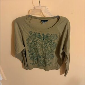 Nooworks olive green cactus flower long sleeve top